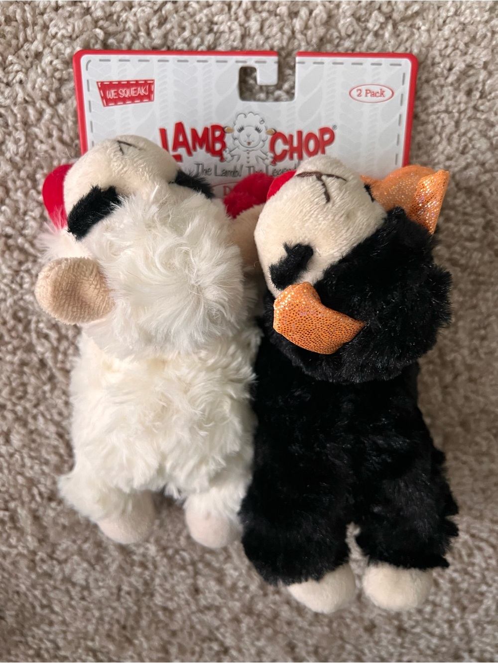 Lamb Chop Halloween Dog Toy - (2) Pack Plush Squeaky